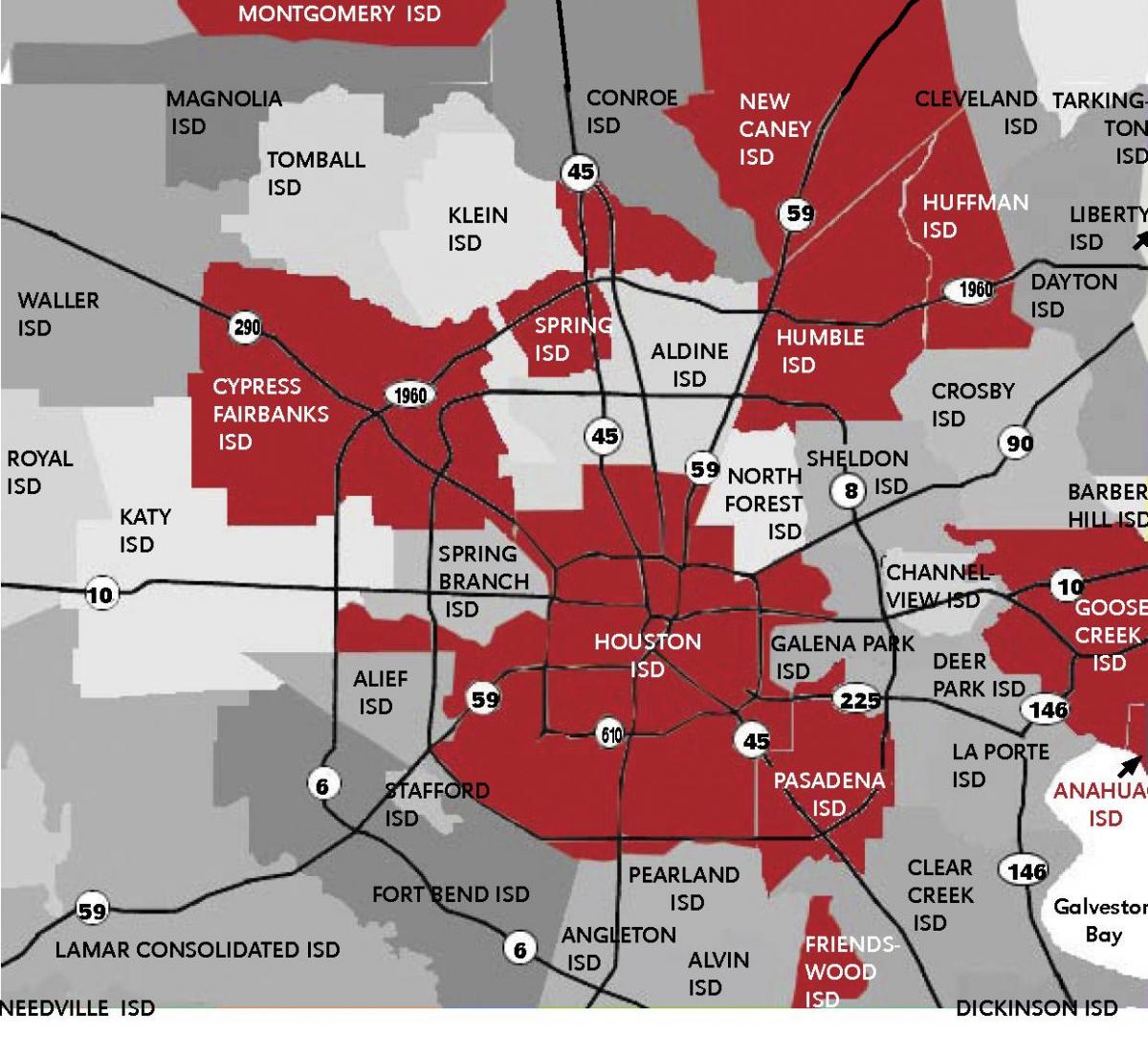 kartan över Houston-området