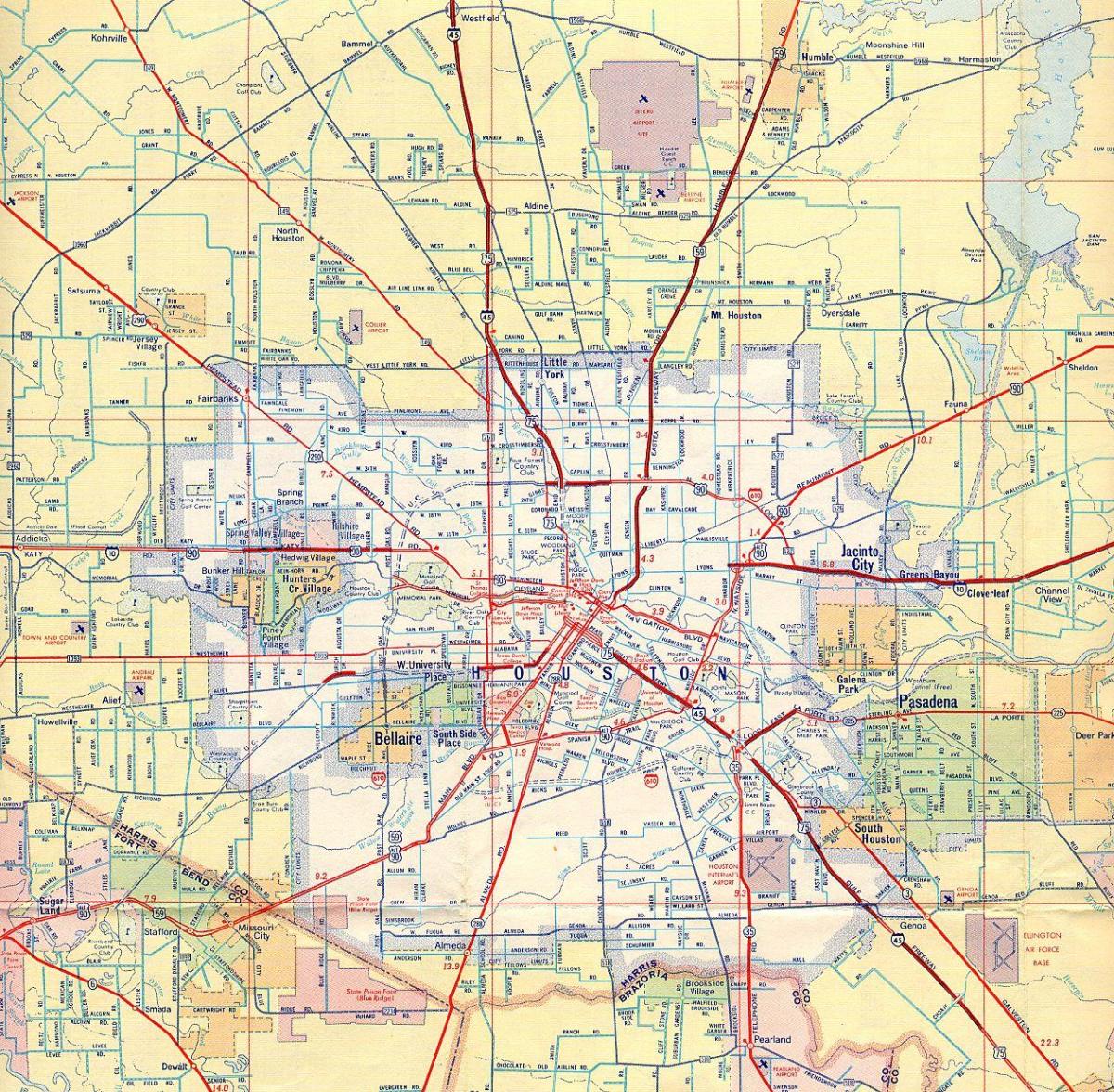 karta över Houston motorvägar