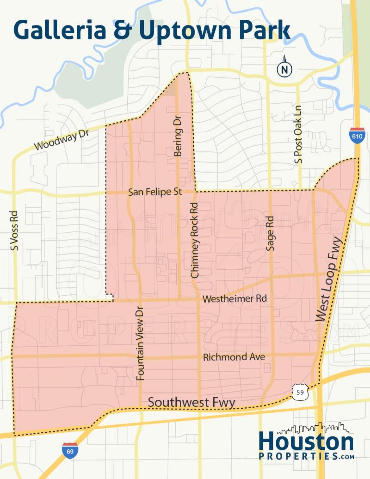 karta över Houston Galleria