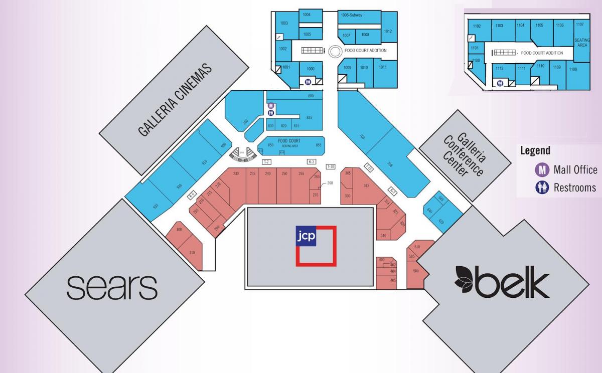 Galleria mall och Houston karta