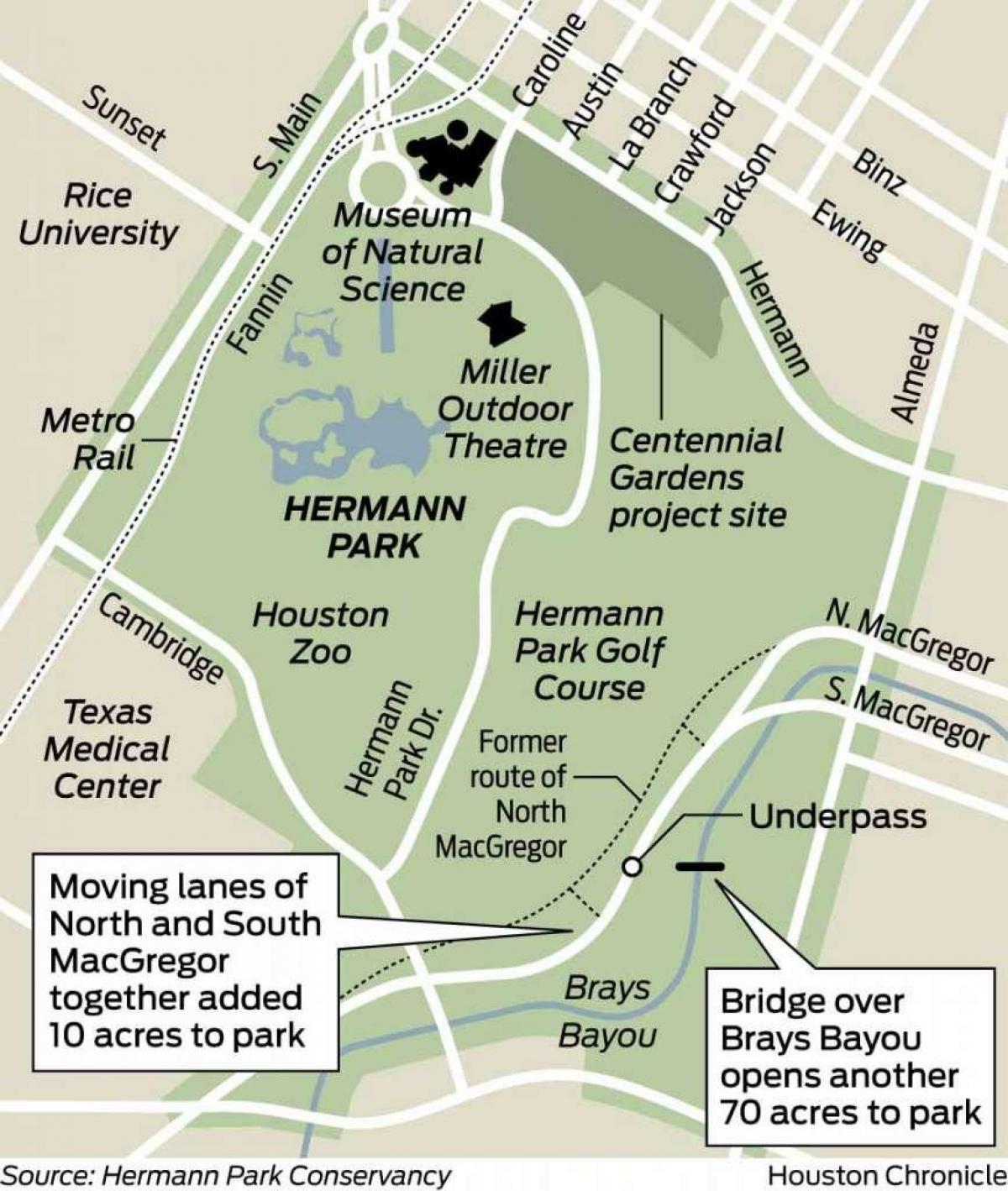 karta över Hermann park