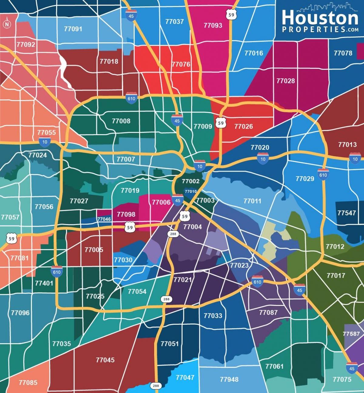 karta över Houston förorter
