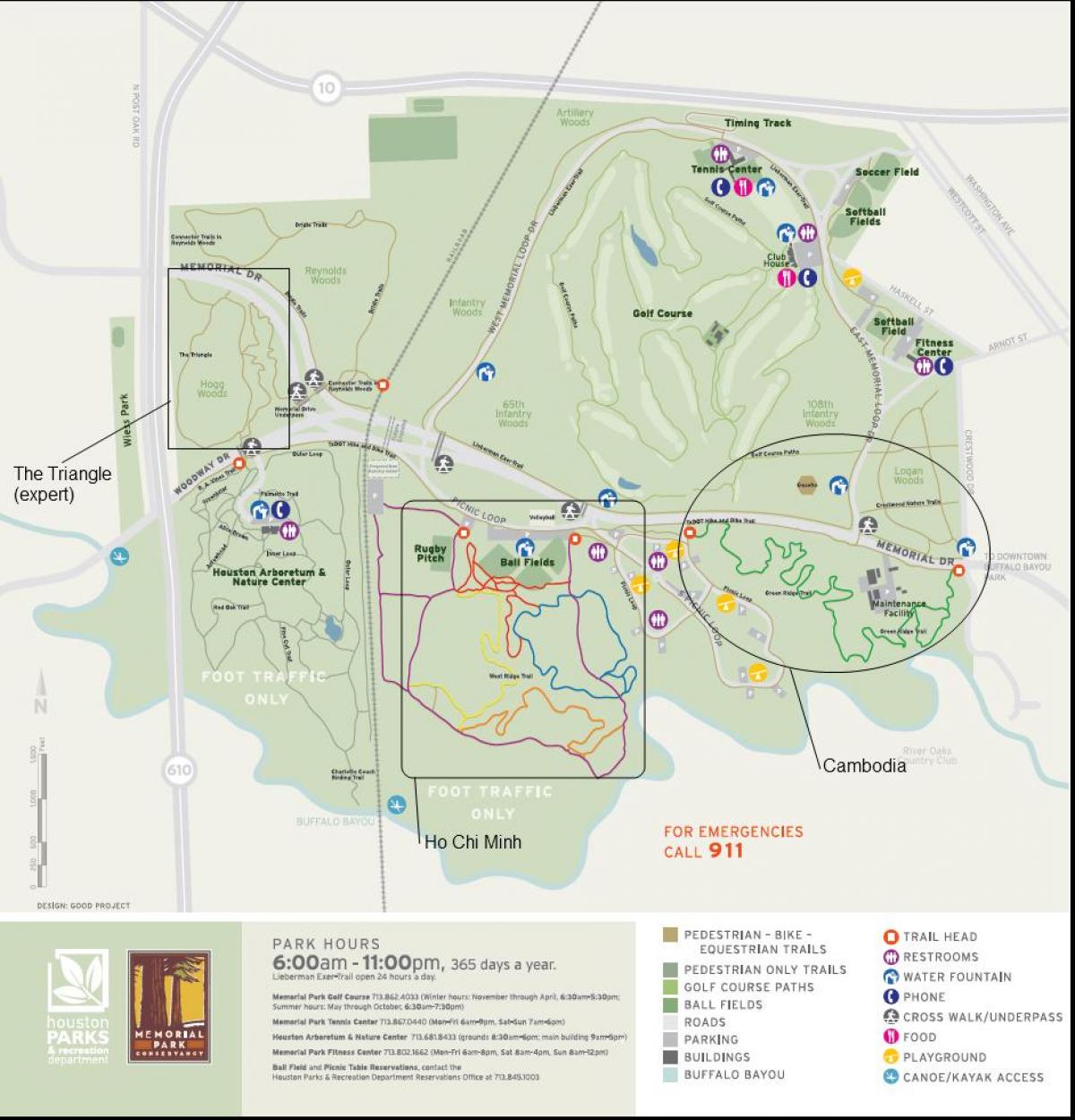 karta över Memorial park och Houston