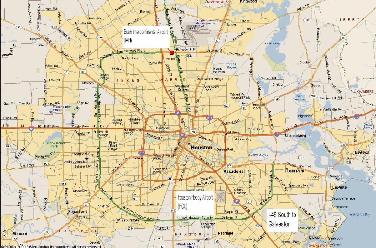 karta över Houston metro area