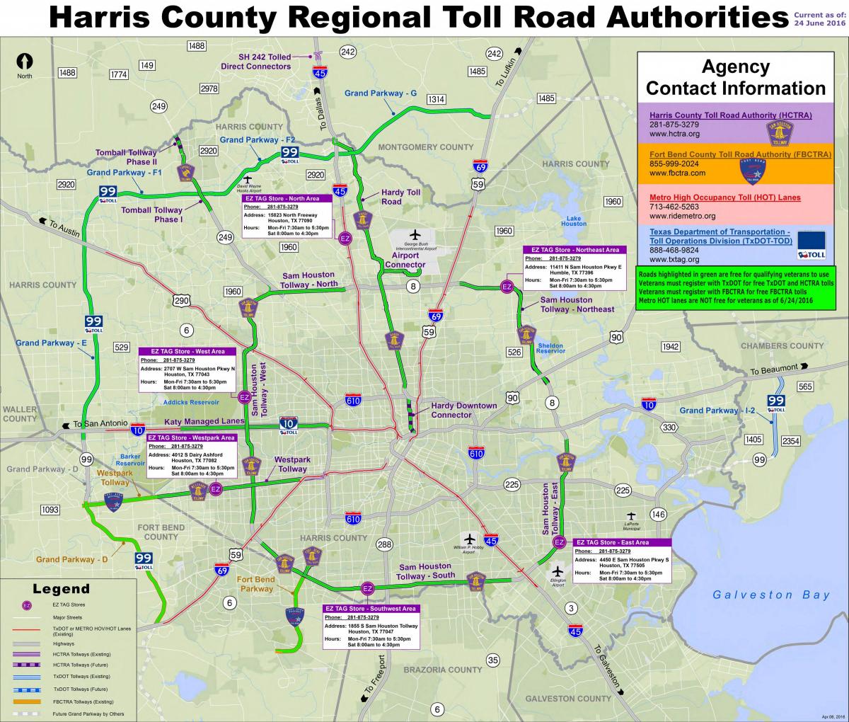 karta över Houston avgiftsbelagda vägar