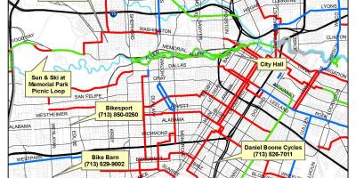 Cykelvägar Houston karta