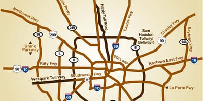 Karta över Houston motorvägar
